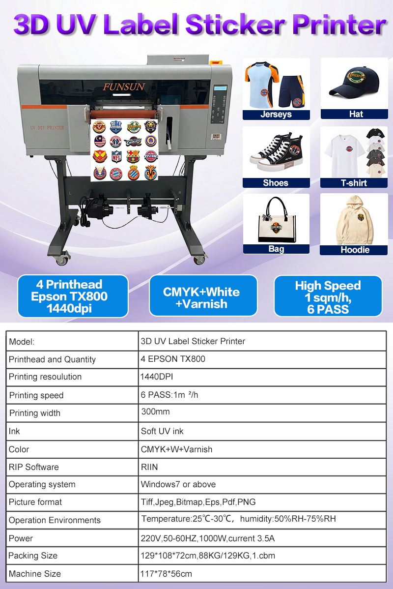 3D UV Label Sticker Printer