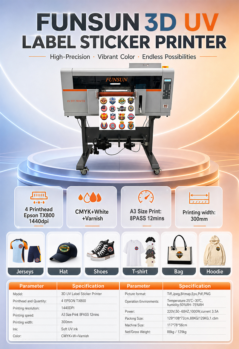 3D UV Label Sticker Printer 3D UV Label Sticker Printer