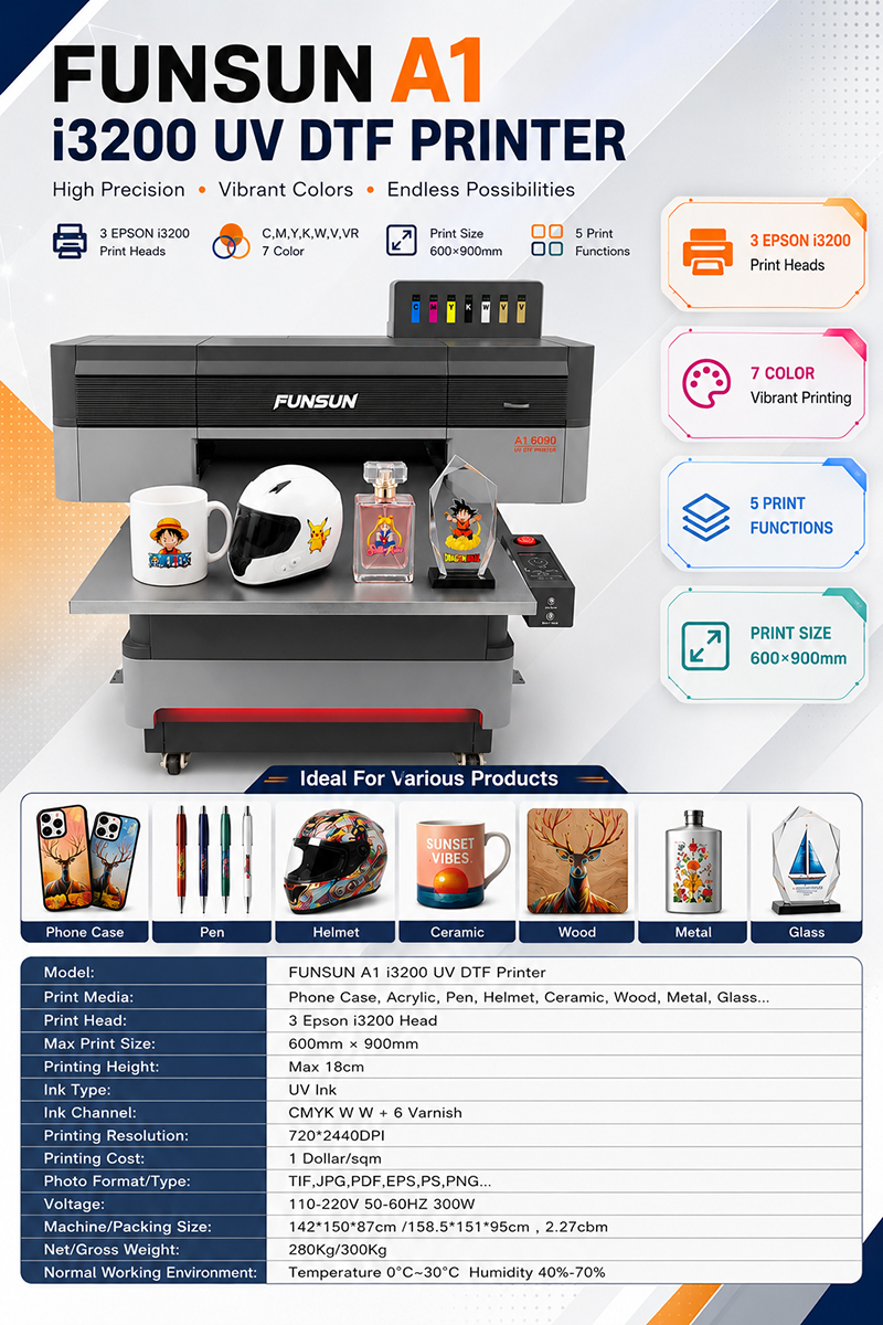 A1 6090 (i3200 )UV DTF Printer A1 6090 (i3200 )UV DTF Printer